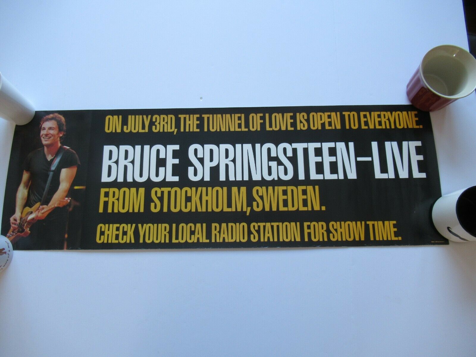 Vintage 1987 Bruce Springsteen Promo 12x36 Record Store Sweden Tour Poster
