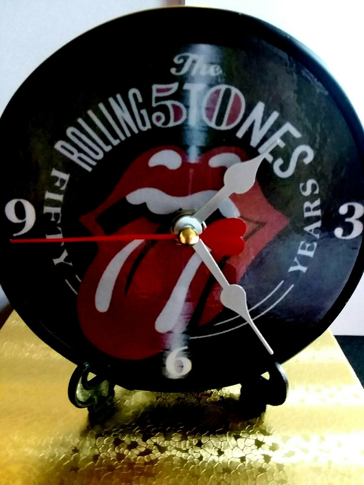 The Rolling Stones - 5 Inch Quartz Desktop Clock - Mancave Black Stand